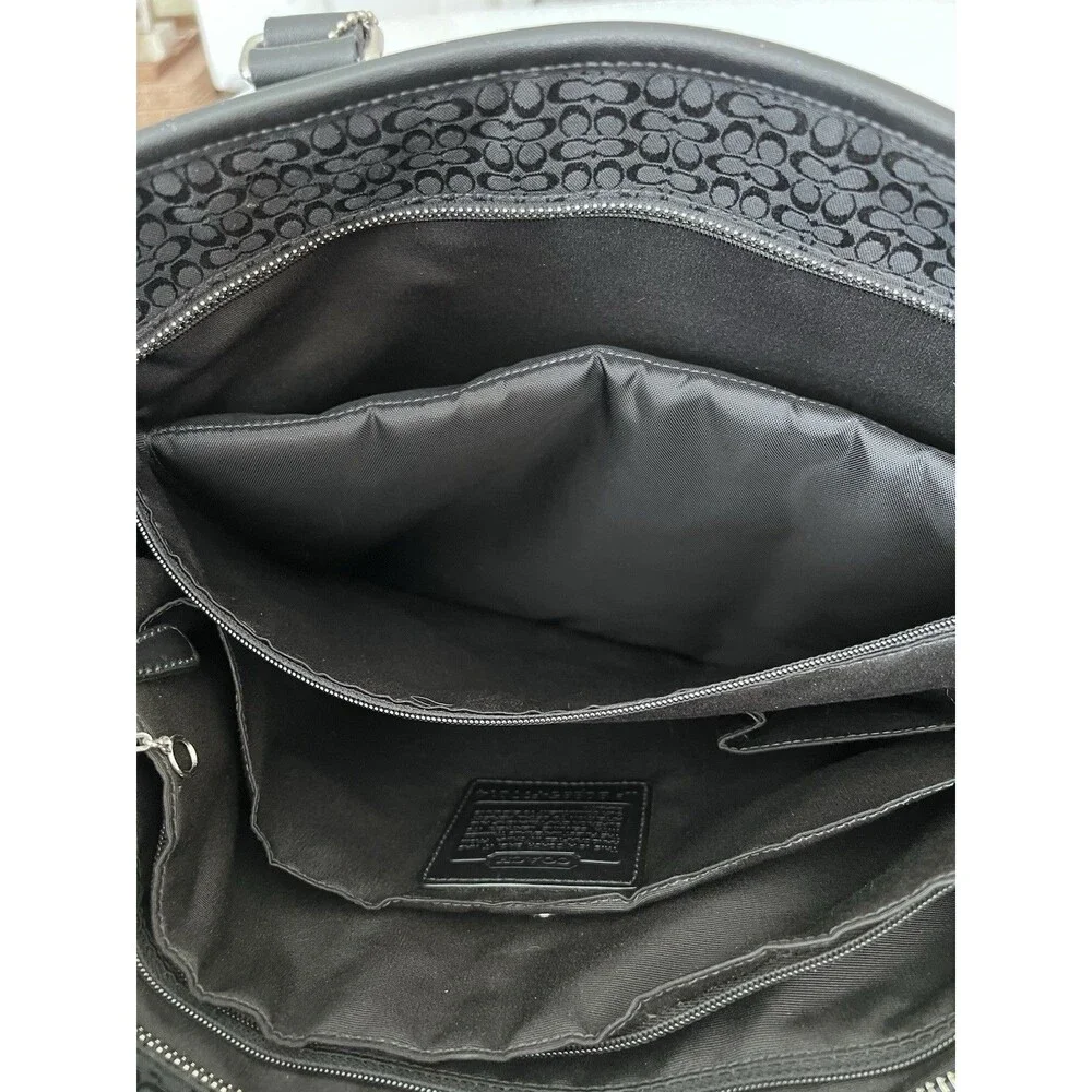 COACH Large Black Canvas Logo Laptop Work Bag
